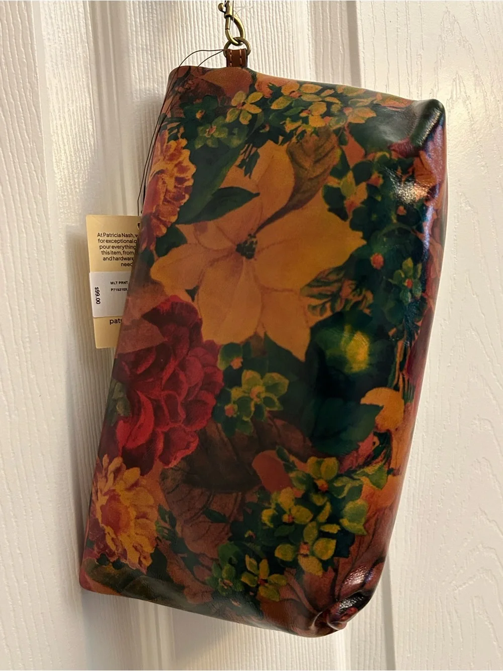 Patricia Nash Floral Zip Wristlet in Red, Orange, Green